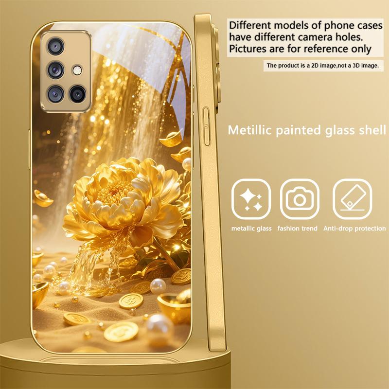 

Золотой Цветок Пиона жемчуг Для Samsung A 31 32 A33 A34 35 14 15 13 16 25 26 50 52 53 54 55 56 70 71 72 73 Золотой стеклянный чехол для телефона Galaxy A21s