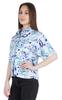 Moomaya Damen Bedrucktes Oberteil Kragenhals Knopfleiste Kurzarm Tunika