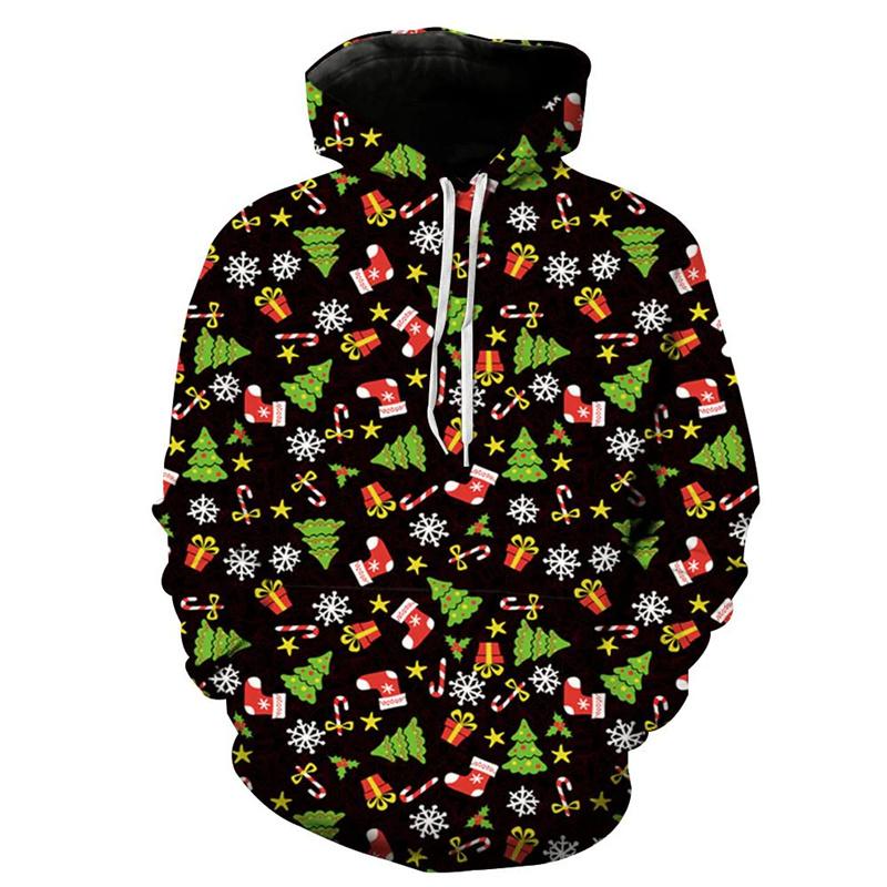 Cartoon Christmas Present Hoodie For Men New In 3D Printed Xmas Pullover Sweatshirts Men's Holiday Pullover Hoody Tops