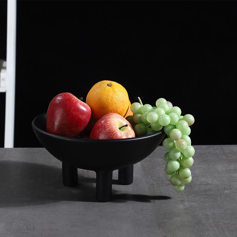 Ceramic Plate Tray Black and White Tall Fruit Bowl Flowerpot Desktop Storage Organization Decorative Figurines Home Decoration