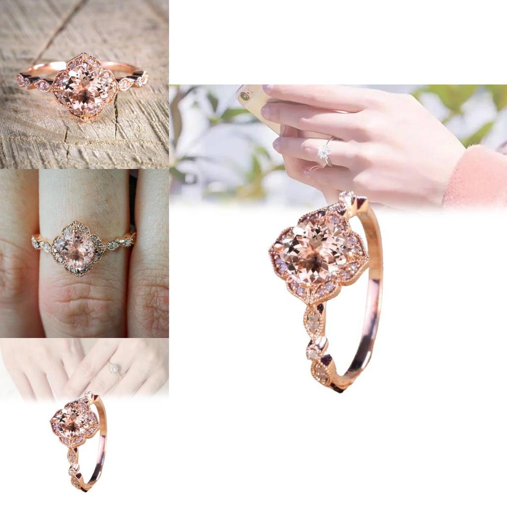 Elegant 18k Rose Gold Plated Zircon Princess Engagement Ring For Women In Sizes 6-10