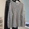 Women's Sequin Drop Shoulder Round Neck Knit Sweater