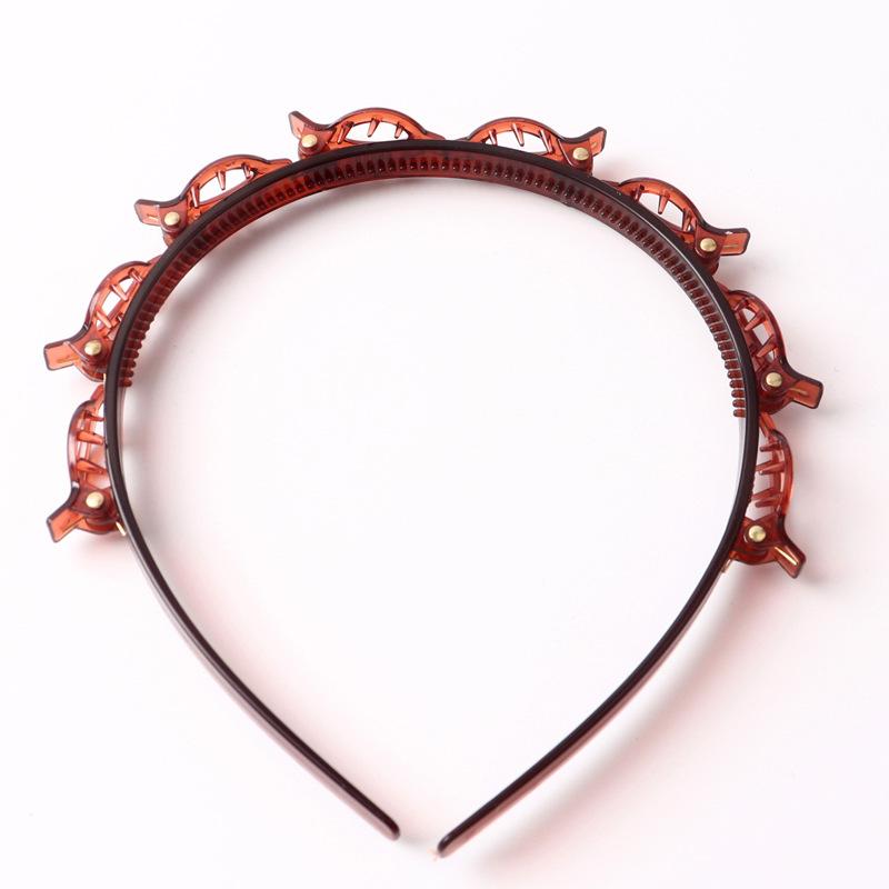 

1 шт. Аксессуары для волос с зажимом-кольцом Двойной ободок для волос с флокированным нескользящим плетением Декоративная заколка-ободок для волос