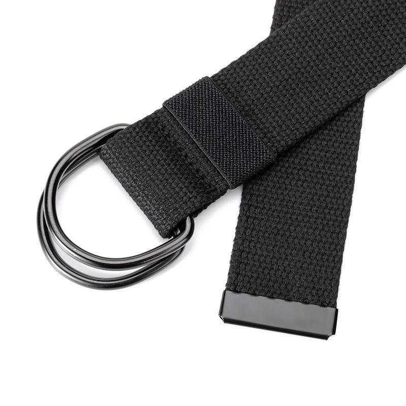 Nylon Double Loop Buckle Belt for Men Women's Daily Fashion Canvas Belt Woven Belt with Adjustable and Elongated Tactical Belt