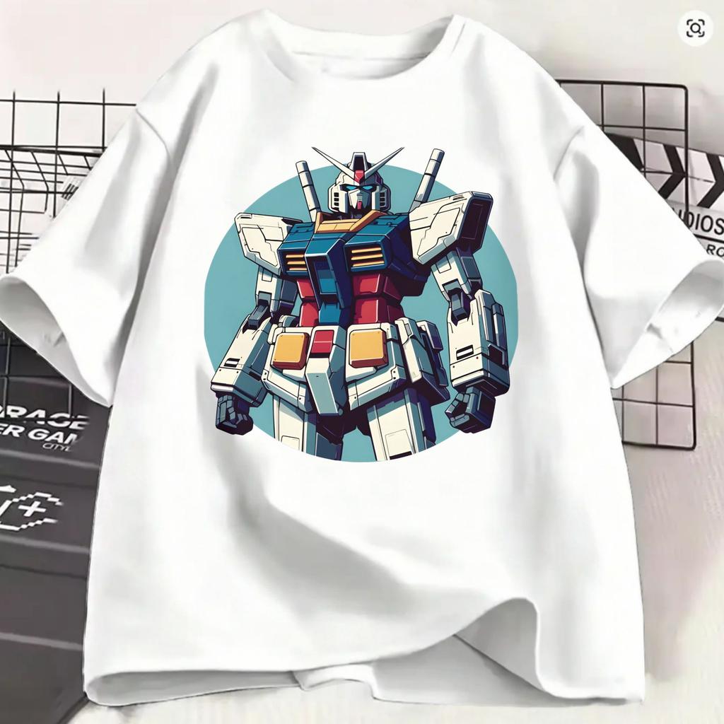 Gundam Tshirt Beach Rx78 Cotton T Shirts For Couple Harajuku Loose Tee Shirt Short Sleeve Streetwear Clothing