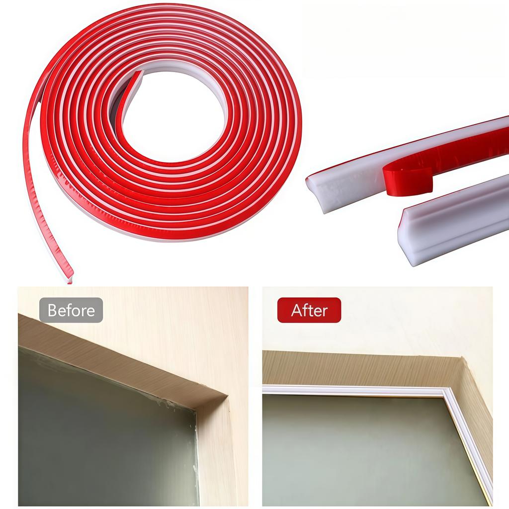 1pc 12mm/0.47in Molding Edge Soft TPE Line Ceiling Strip Self Adhesive Decorative Strip Kitchen Bathroom Window Wall Corner