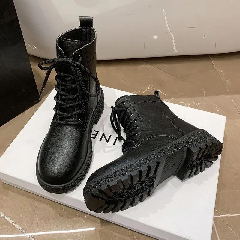 New In Autumn Ankle Boots for Women Elegant With Low Heels Woman Short Shoes Comfortable Hot Footwear Pu Large Size Warm Booties