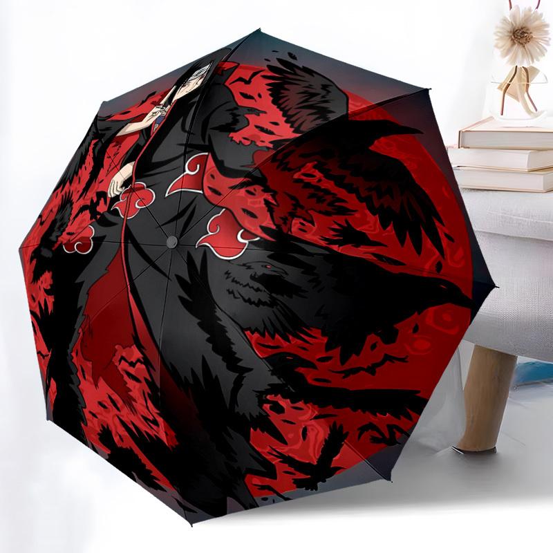 1pc Naruto Automatic Folding Umbrella with 8 Bones, 3-Fold Compact Umbrella, Compact Design On-the-Go Essential, Casual Outdoor Accessory, C