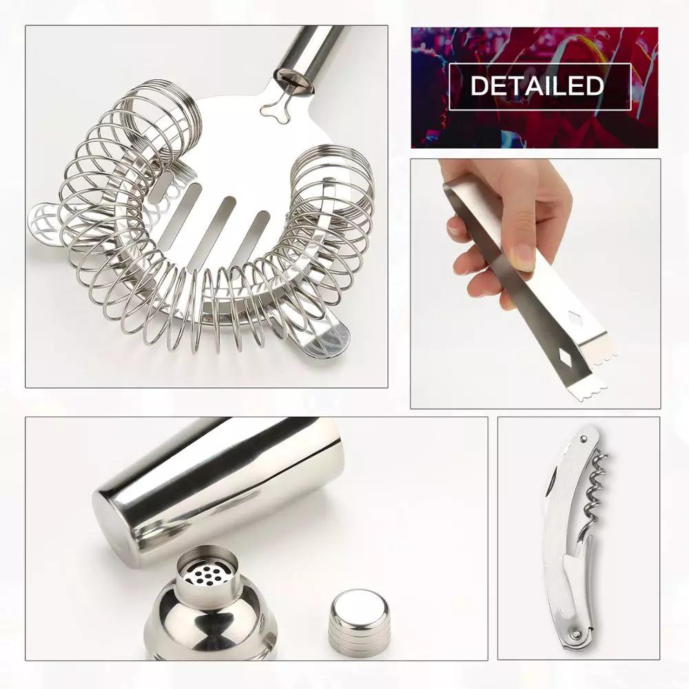 16-Piece Stainless Steel Cocktail Shaker & Bar Tool Set with Measuring Cups