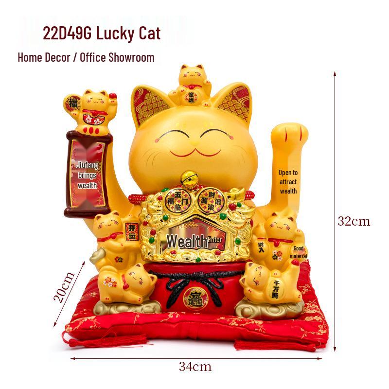 Large Lucky Cat with Waving Hand