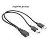 USB Cable Splitter Data Transfer Power Supply Cord 30CM USB2.0 Dual Female to Male Plug Wire Converter Charging Extension Line