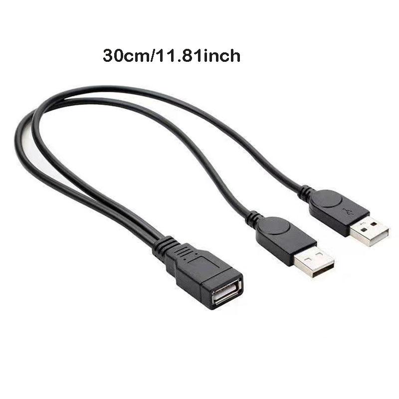 USB Cable Splitter Data Transfer Power Supply Cord 30CM USB2.0 Dual Female to Male Plug Wire Converter Charging Extension Line