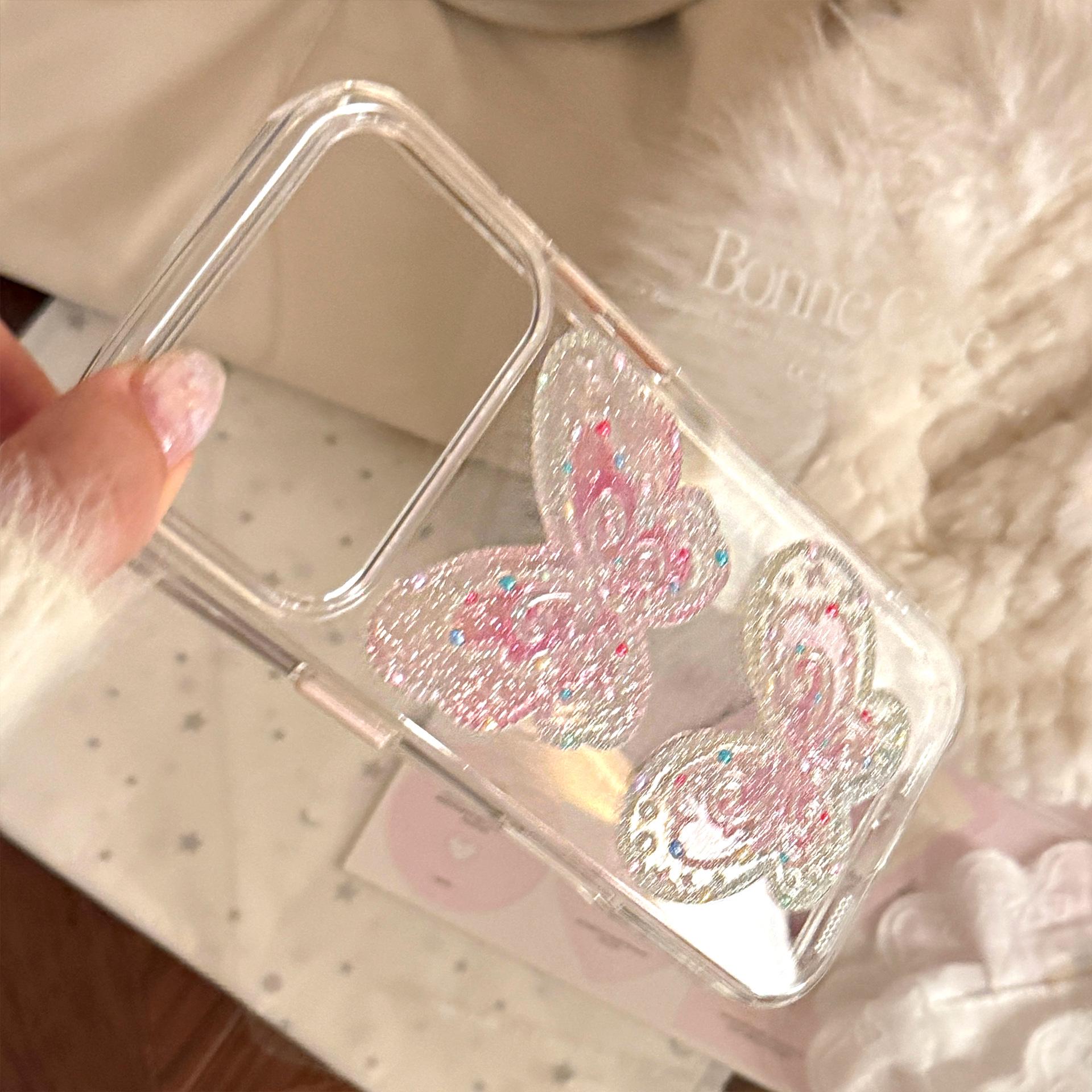 

Pink Oil Painting Butterfly Glitter Phone Case, Compatible with iPhone 13 to iPhone 17 Pro Max iPhone 17 Pro