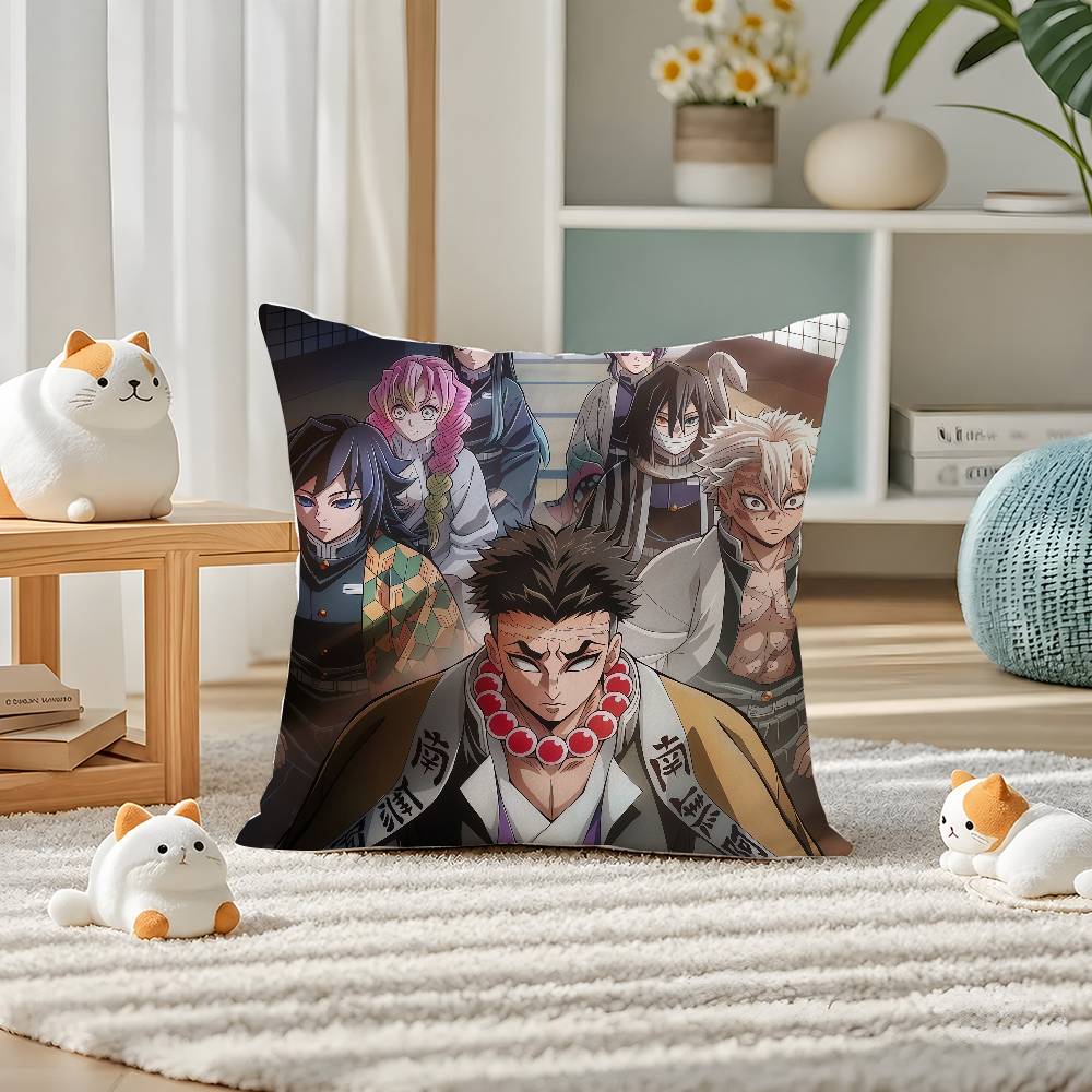 Demon Slayer Shinazugawa Sanemi Anime Plush Pillow Cover Soft Short Plush Cushion Cover For Sofa Bedroom Home Decor Gift