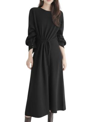 Ranmy Stage Knit Dress for Soft and Warm for Fall and Size XL Non-Itchy Women, Winter, Maternity, Black,