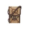 Borsa a Spalla Mini in Tela e Pelle Dettaglio Morsetto Cavallo Logo GG Super Doppio Jumbo Unisex a Spalla Cammello Ebano 625615-UKMBG-2572