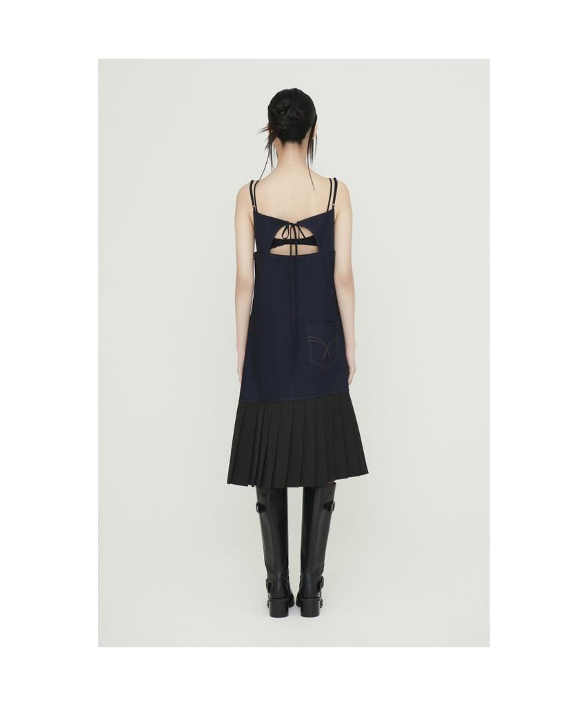 LUCKY CHOUETTE Pleats Colored Denim-Like Dress (Dark Navy) Lfdas25250Nyd