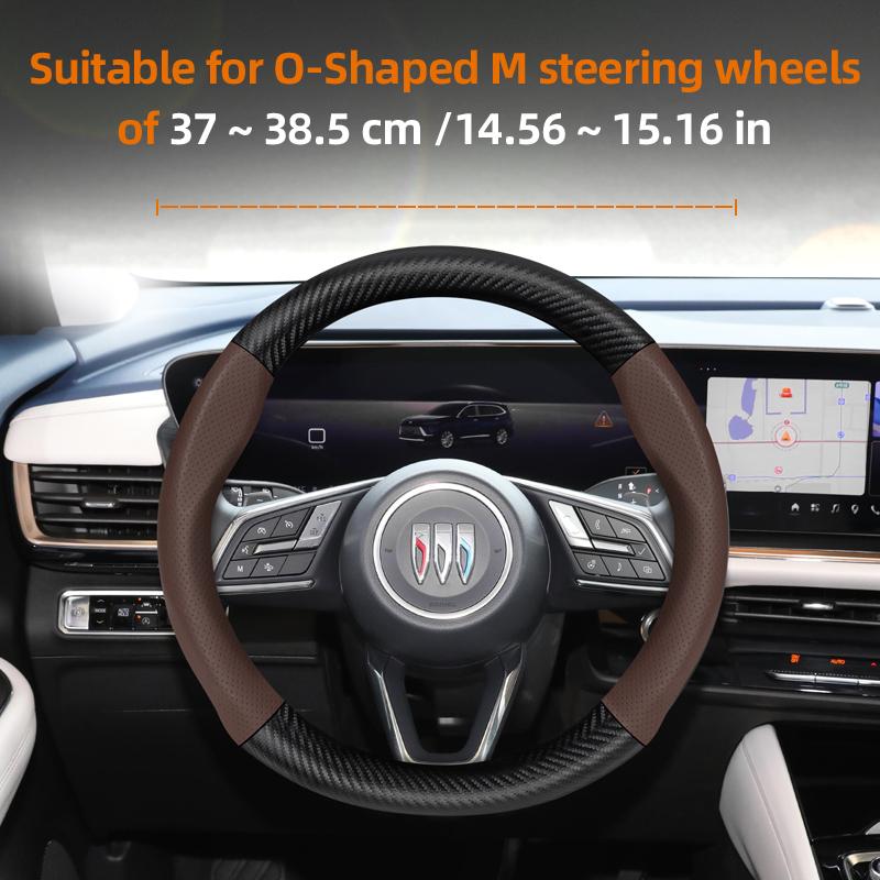 Suitable for Buick Perforated Leather Matte Carbon Fiber Texture Steering Wheel Cover Encore GX Envista Envision Enclave Black