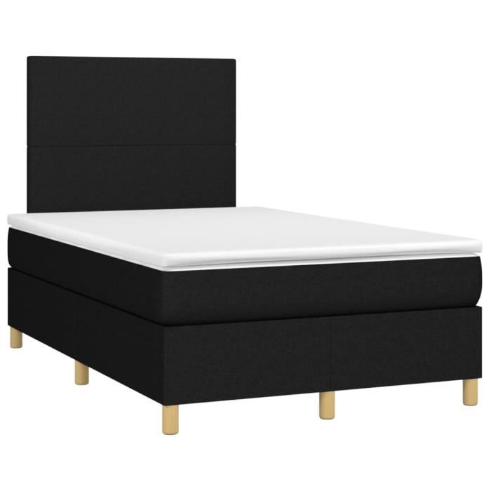 VidaXL Lit à sommier tapissier avec matelas Noir 120x200 cm Tissu - Modèle 3142163