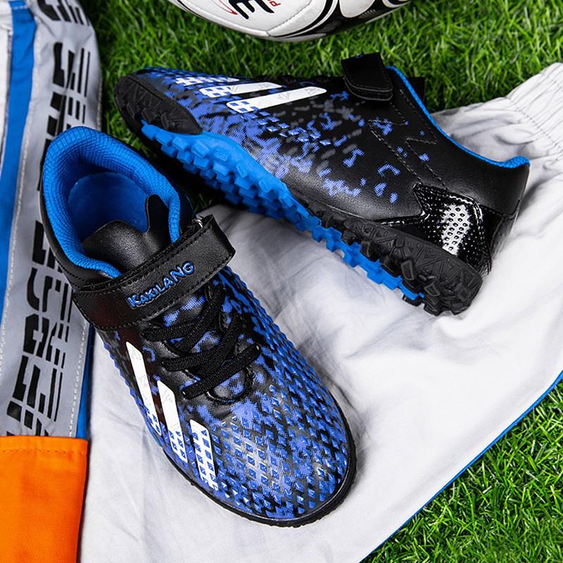 Youth Soccer Cleats Kids Boys Girls Low-Cut TF Rubber Sole Non-Slip Training Shoes With Hook-and-Loop