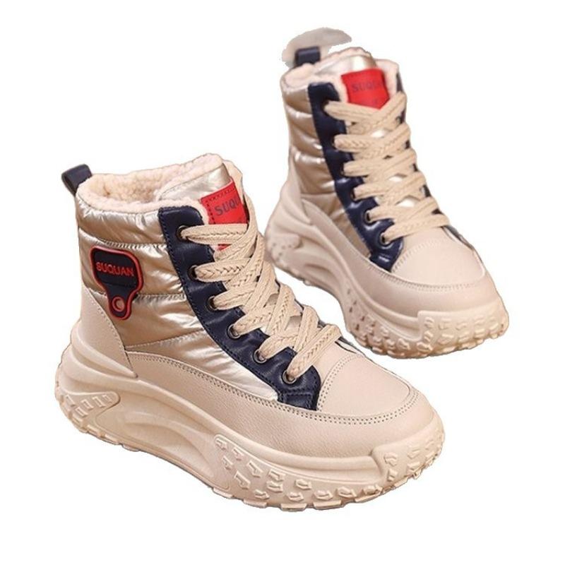 Thick-soled Anti-slip Snow Boots, Fleece and Thickened Casual Cotton Shoes, High-top Cotton Boots for Women