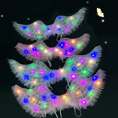 LED Light Up Angle Wing Elastic Strap Glowing Adults Butterflies Wing Kids Fairy Colorful Luminous Wing Stage