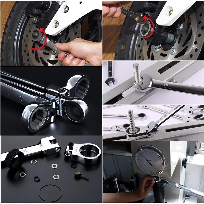 1pc 180° Flex-Head Ratcheting Wrench