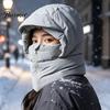 Wiatroodporna Termiczna Kominiarka Damska Czapka Zimowa, Wiatroodporna Maska na Twarz z Zamkiem Błyskawicznym na Zimną Pogodę, Szalik z Kapturem Outdoor Narty Rower