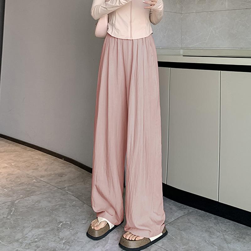 Women's Summer Lazy Casual Wide Leg Pants Loose High Waisted Fit Figure Flattering Slimming Drapey Straight Leg Trousers