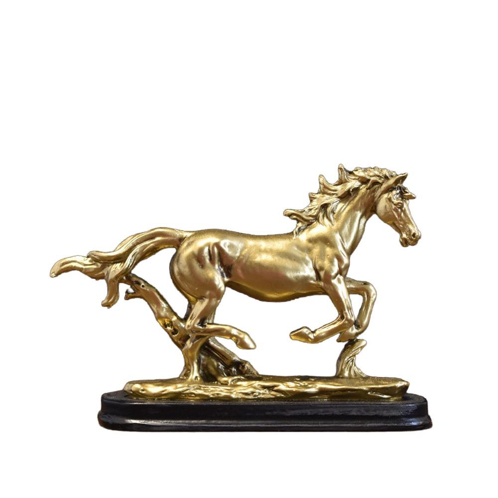 Portable Resin Feng Shui Lucky Horse Statue Attract Wealth Good Luck Office Ornaments Small Horse Sculpture Living Room