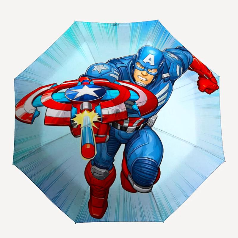 1 pièce Parapluie Pliant Automatique Captain America, Bouclier - Structure Robuste à 8 Côtes, Toile en Polyester Résistante au Soleil, Compagnon de Voyage yy251023156