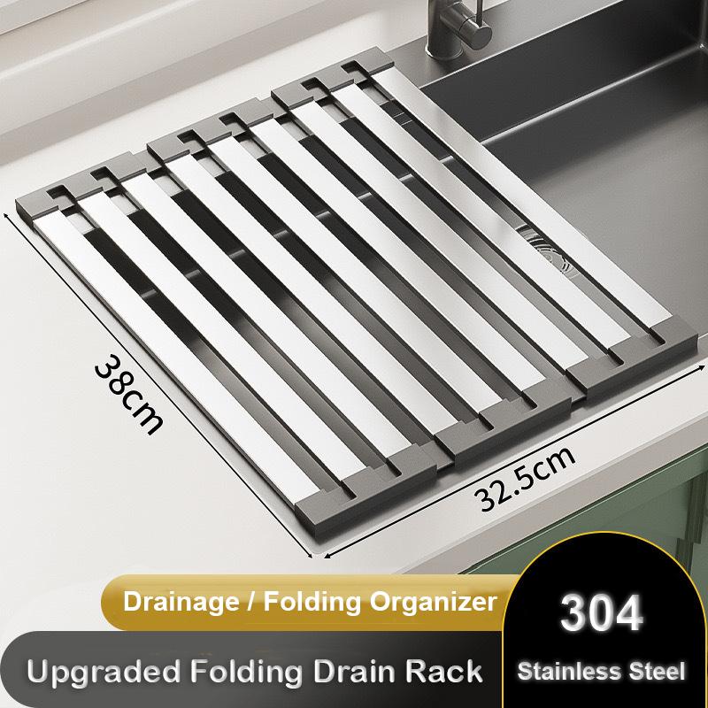 304 Stainless Steel Collapsible Telescoping Sink Drain Rack for Chopsticks Dish Organizer Basket Kitchen Sink Storage Rack
