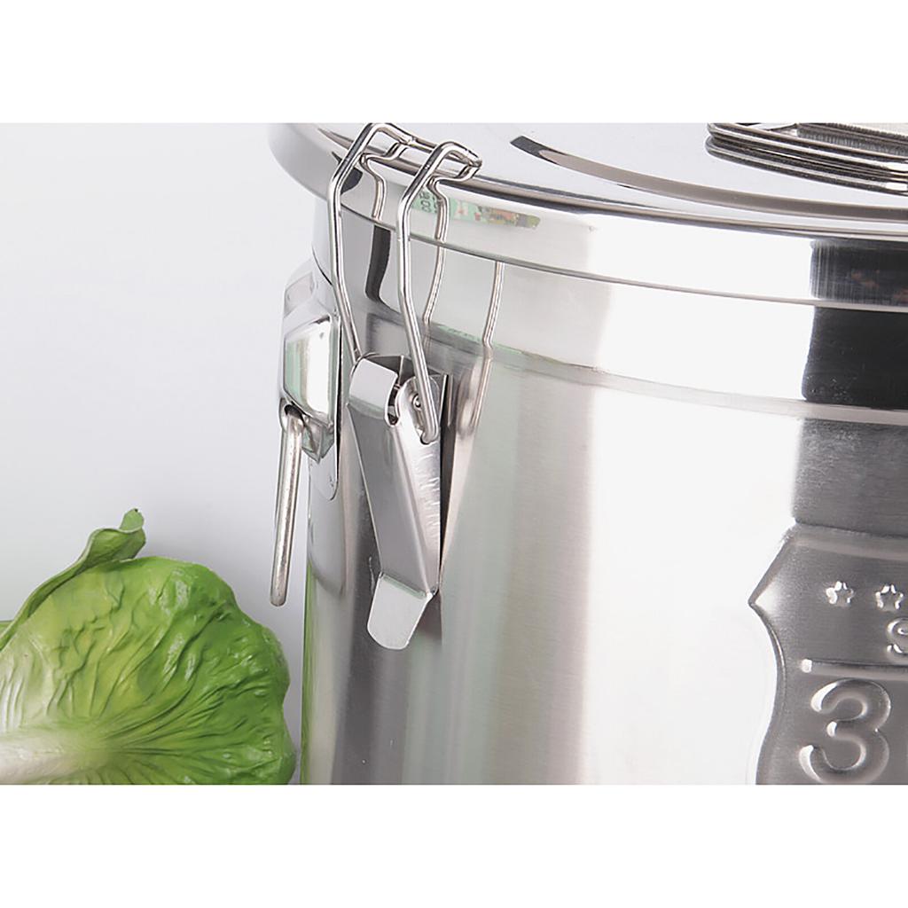 6L Airtight Rice Bucket 304 Stainless Steel Food Storage Container Canister with Lid for Kitchen Grain Flour