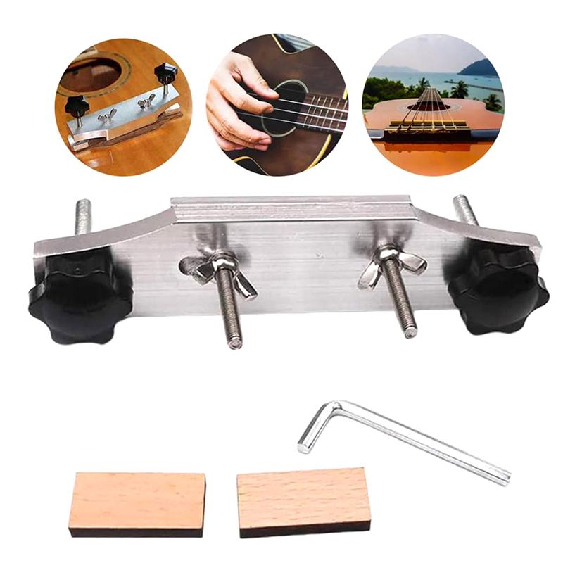 Gitarrenbrückenklemme Gitarrenbauer Reparaturwerkzeug mit L-Schlüssel Holzklötzen Gitarrenersatzwerkzeug Klassische Gitarrenbrücke Werkzeug Hand