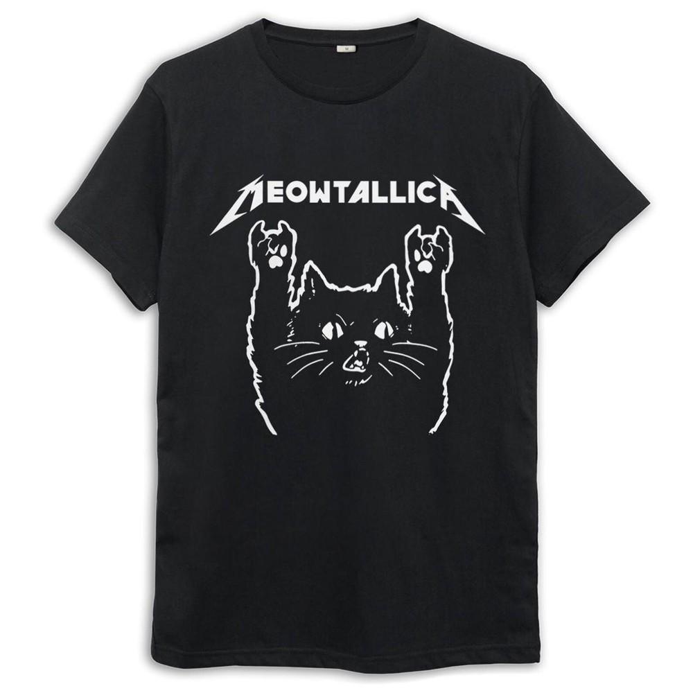 

Meowtallica Heavy Metal Cat Funny T-Shirt, Sizes S-3XL Music Rock Gift for Fans 4XL