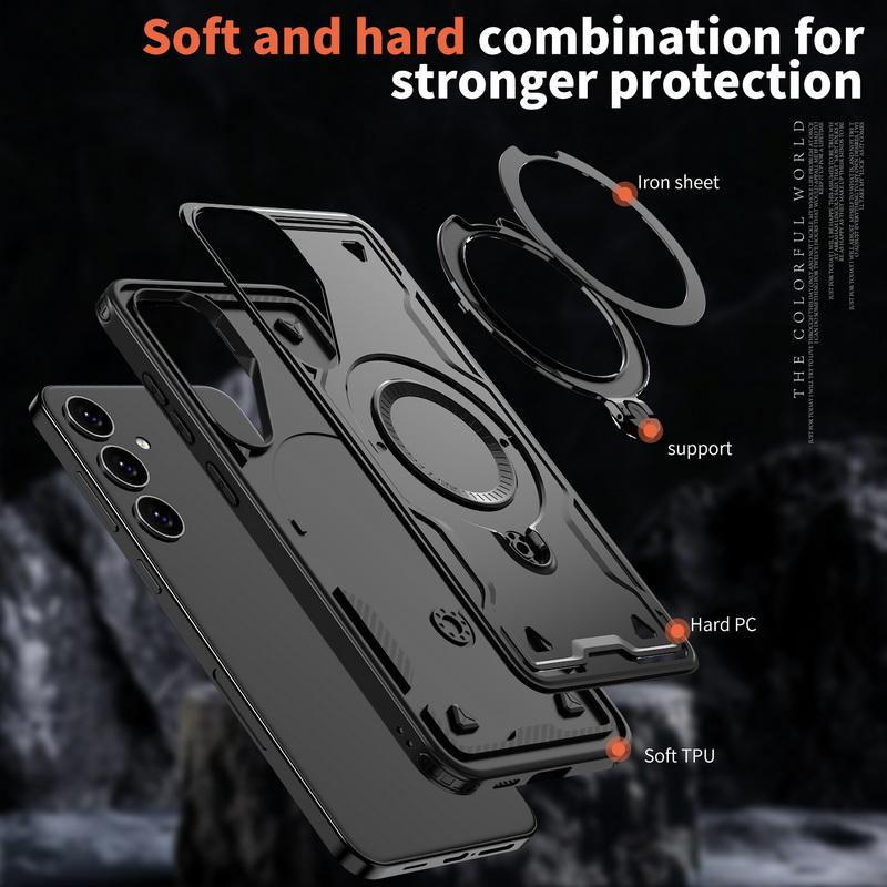 For Samsung S24 Plus Ultra S23 Fe A55 A35 A14 5g 360 Rotating Stand for Magsafe Magnetic Support Car Function Tpu Hard Slim Cover