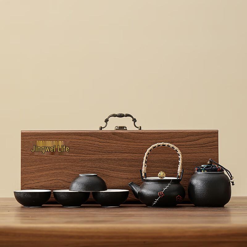 Ailan Huijia Creative Retro Plum Blossom Tea Set Plum Blossom Beam Handle Pot Set