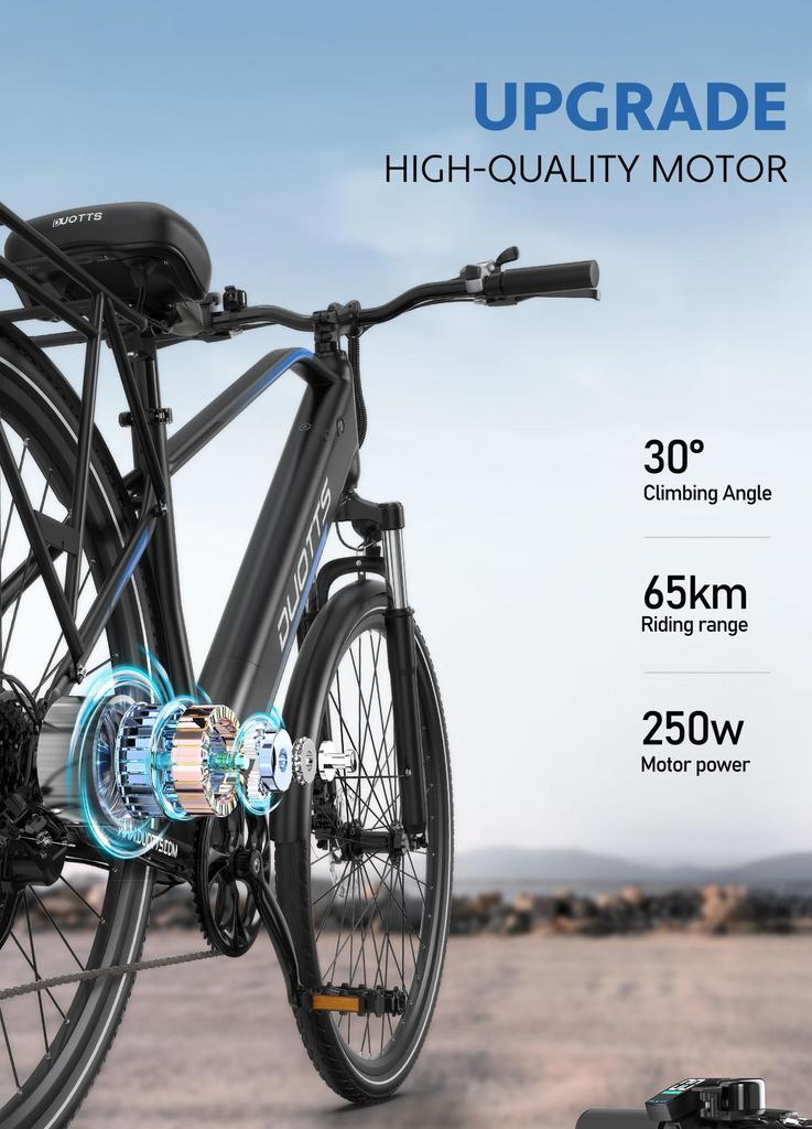 DUOTTS C29 Lite City Elektrofahrrad 250W Motor 36V 13Ah Akku 27,5 Zoll Reifen 25km/h Max. Geschwindigkeit 65km Max. Reichweite Shimano 7-Gang