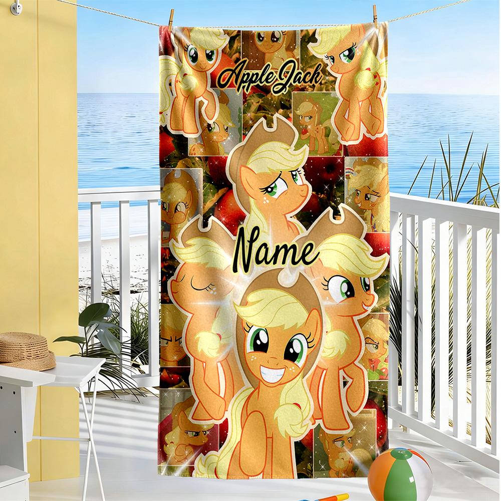 Little Pony Customize Text Beach Towel Soft Durable Quick-Dry Ideal for Travel Outdoor Swim Pool Yoga Surf Camping Hiking Gym Gift Holiday