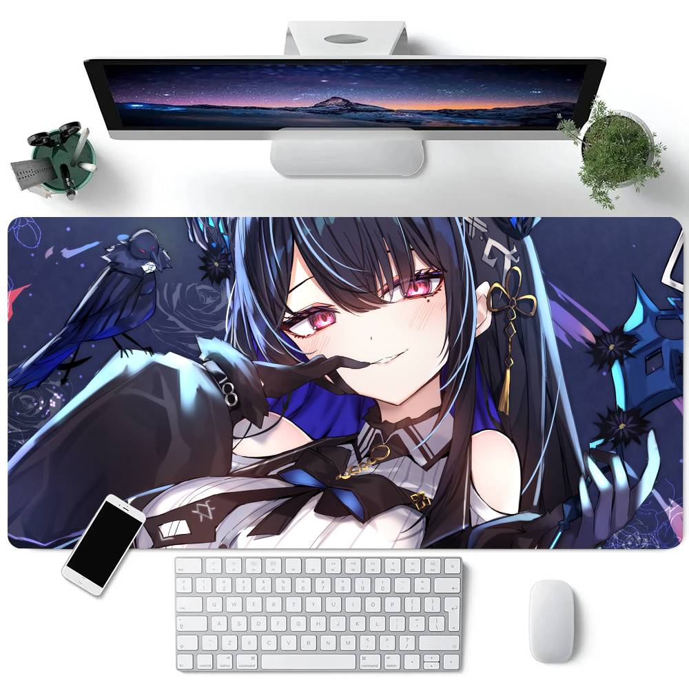 Anime Hololive Girl Nerissa Ravencroft Mouse Pad Large Gaming Keyboard Mat LockEdge Rubber Computer Office Accessories
