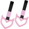 2 Pieces Rear Bumper Warning Ring Car Mirror Hanging Ornament, Red Heart Shaped Handle Ring Subway Bus Handle Straps for Car Interior Exterior