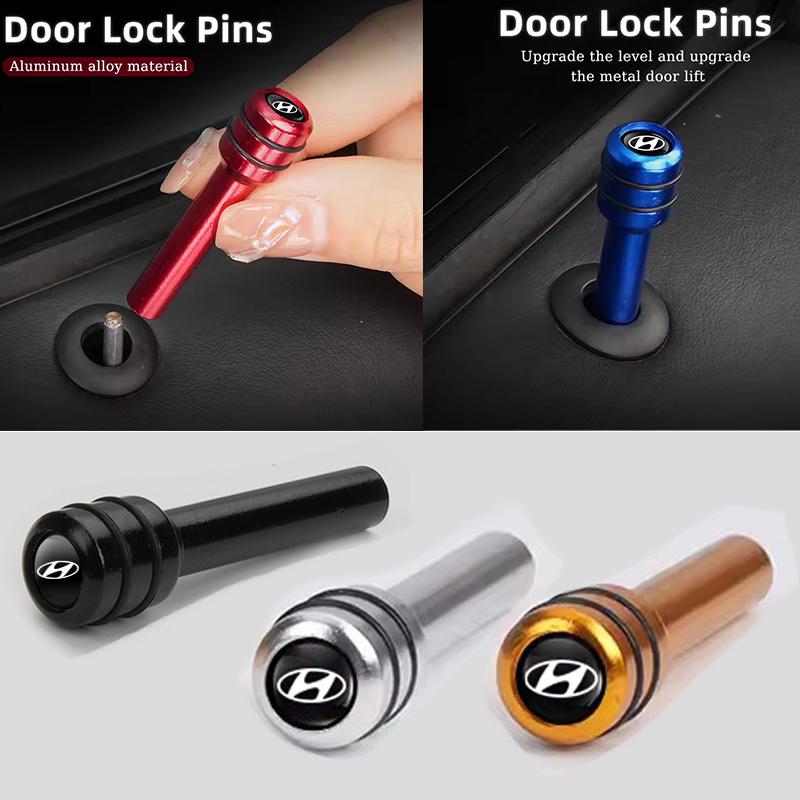 Car Logo for Hyundai Tucson Kona Elantra IX35 I20 I30 I10 I40 Accent Sonata Santa Fe Auto Door Lock Pins Knod Cover Decoration AD1