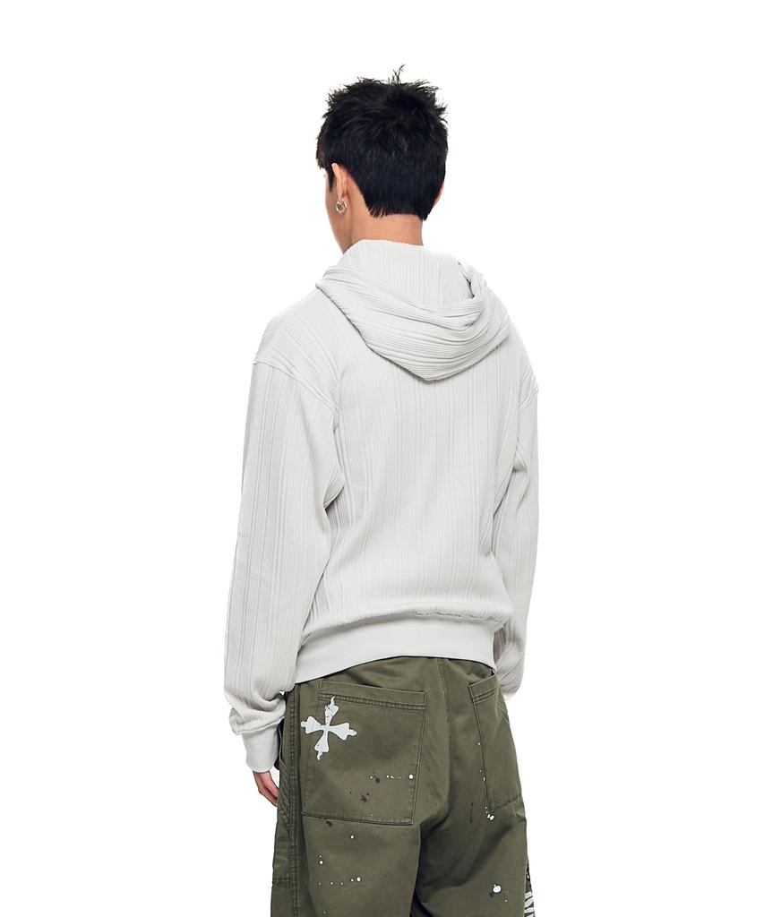 Aakam Knitted Zip-Up Hoodie (Ivory)