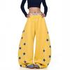 Korean retro contrasting color star printing scimitar sweatpants women's spring and autumn new jazz dance loose wide-leg long pants tide