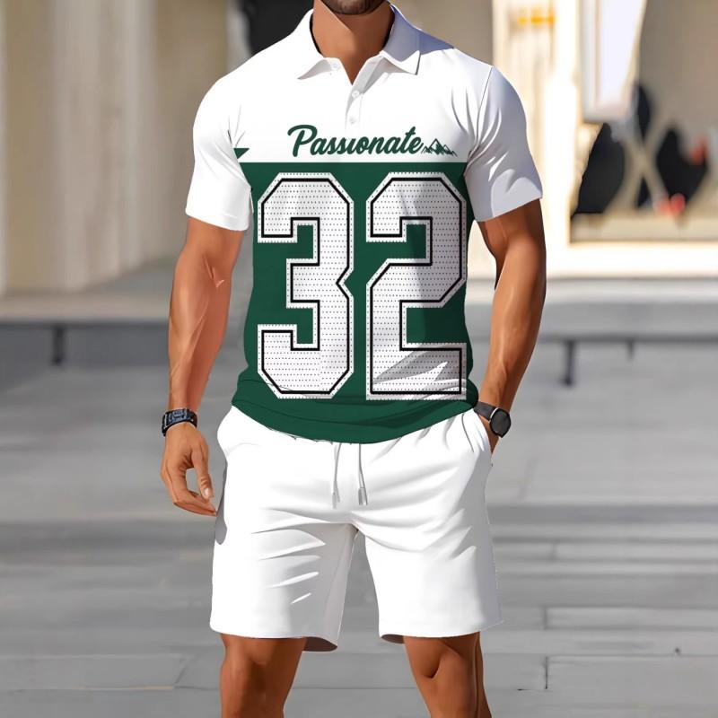 Mens Casual Loose Fit Polo Shirt With 3D Digital Print Short Sleeve Asymmetrical Design Wear