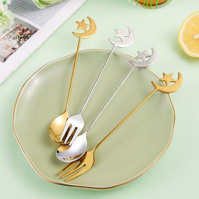 Moon Star Coffe Spoon Fork Ramadan Decorations for Home  Islamic Muslim Festival Party Dinner Decor Dessert Cake Spoon