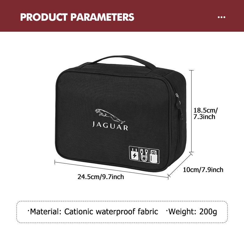 Portable USB Data LineTravel Cable Organizer Cable Storage Bag For Jaguar S-Type F-Type X-Type F-Pace I-Pace E-Pace XFR XKR HH1