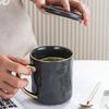400ml Nordic Style Gold Rim Mug Ceramic Coffee Cups Light Luxury Afternoon Tea Cup Breakfast Oatmeal Milk Cup Couple Water Cup