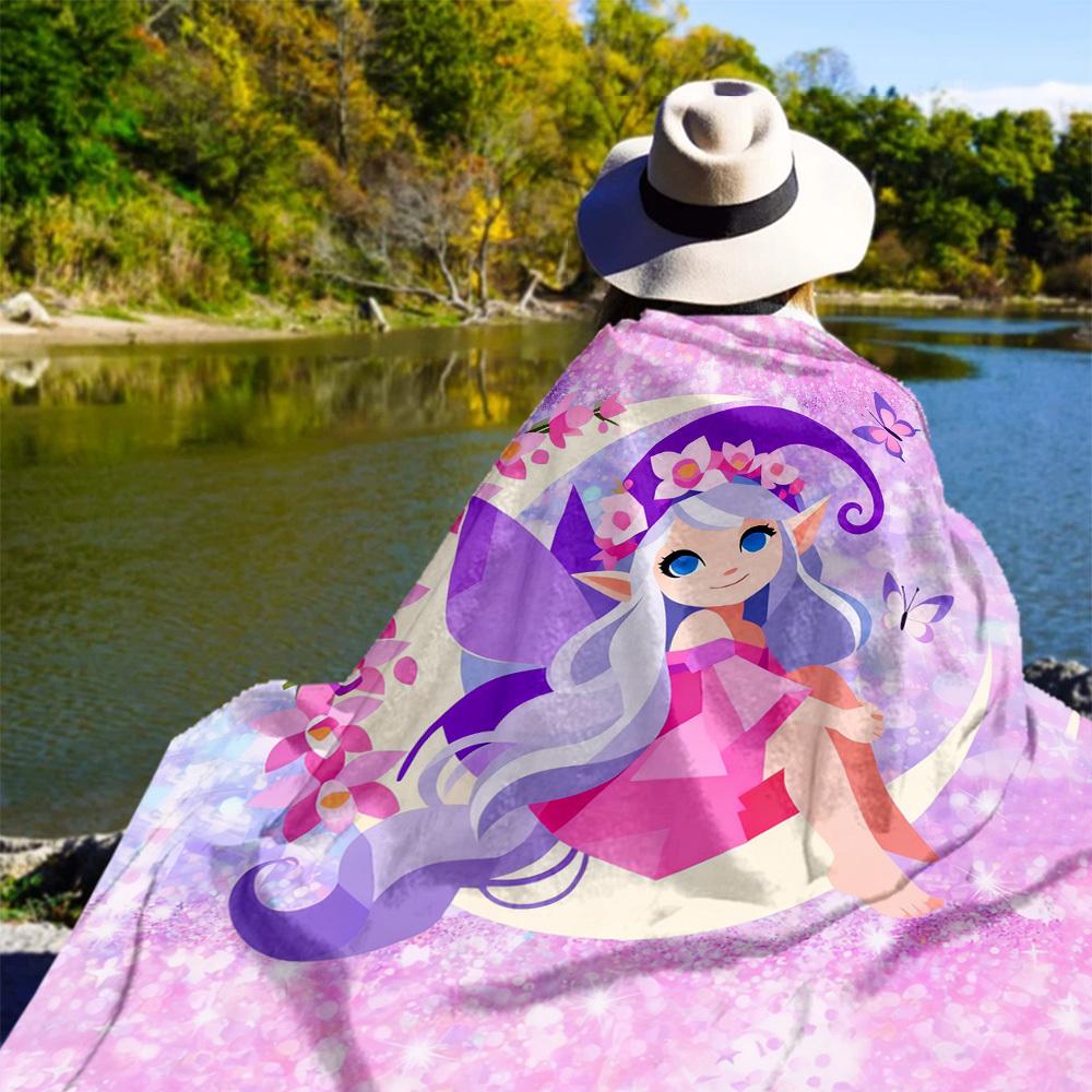 Fairy Moon Outdoor Flannel Blankets, Outdoor Travel, Home Blankets, Fan Gifts,Suitable for All Seasons, Christmas Gifts. R1127179