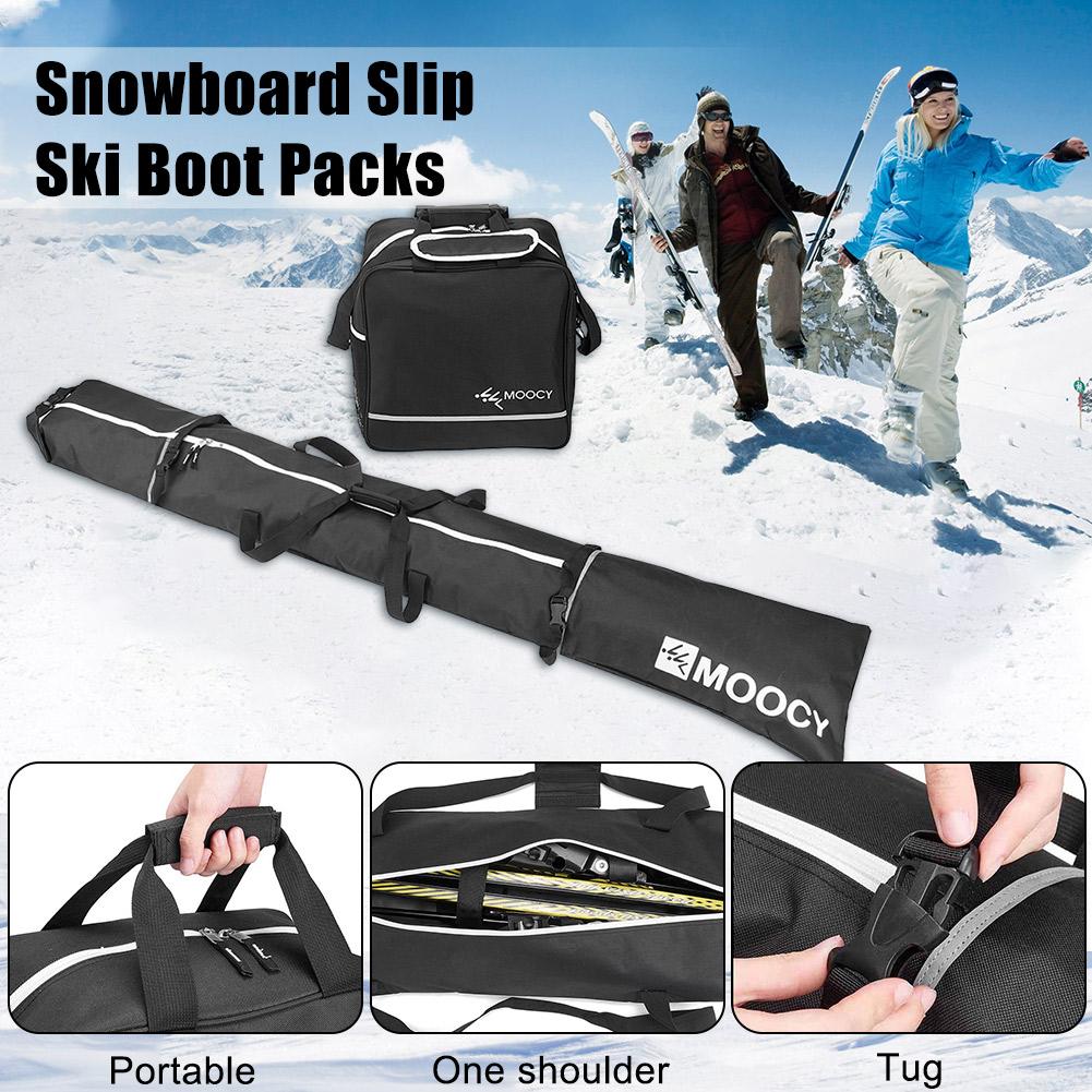 Snowboard Bag+Ski Boot Bag 2 Pcs Ski Set Ski Bag & Boot Bag Set Large Capacity Waterproof Travel Ski Boot Storage Bag Backpack